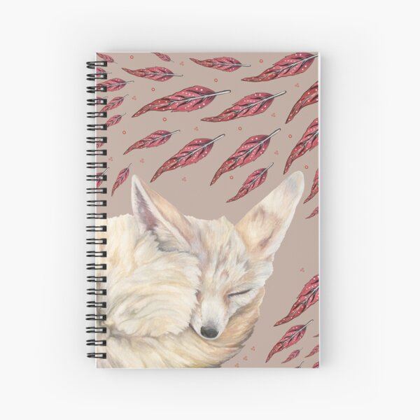 Fennec Fox Feather Dreams in Taupe Spiral Notebook