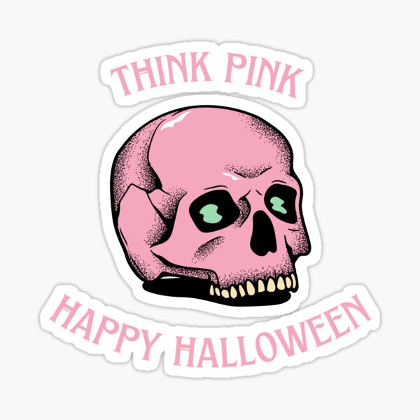 Item preview, Think Pink Happy Halloween Skull designed and sold by Thewelllife.