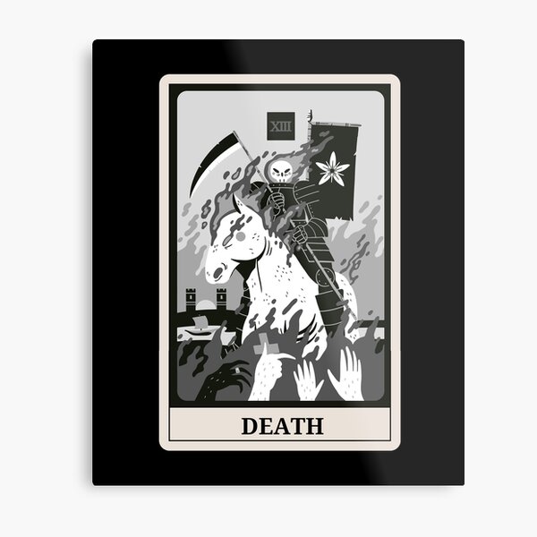 Death Tarot Card Monotone Color Costume Metal Print