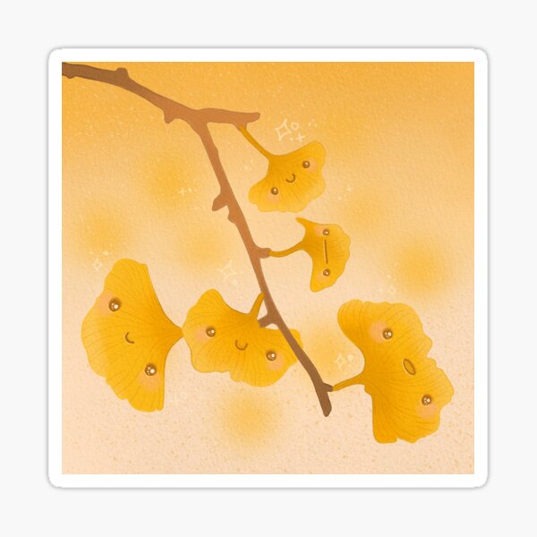 Golden Ginkgo Leaves - Autumn in Japan Sticker