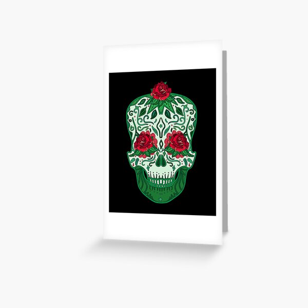 Item preview, Zombie In Graveyard -  Red Roses And  Green Leaf Skull designed and sold by ImagesDesigns.