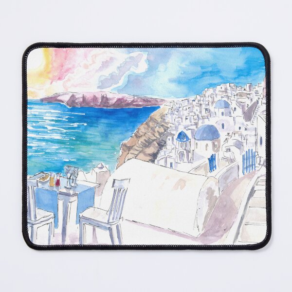 Item preview, Santorini Sunset View with Rooftop Bar and Fruit Juices designed and sold by artshop77.