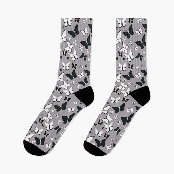 Item preview, Black and White Butterfly Pattern with Grey Background designed and sold by FlippinTurtles.