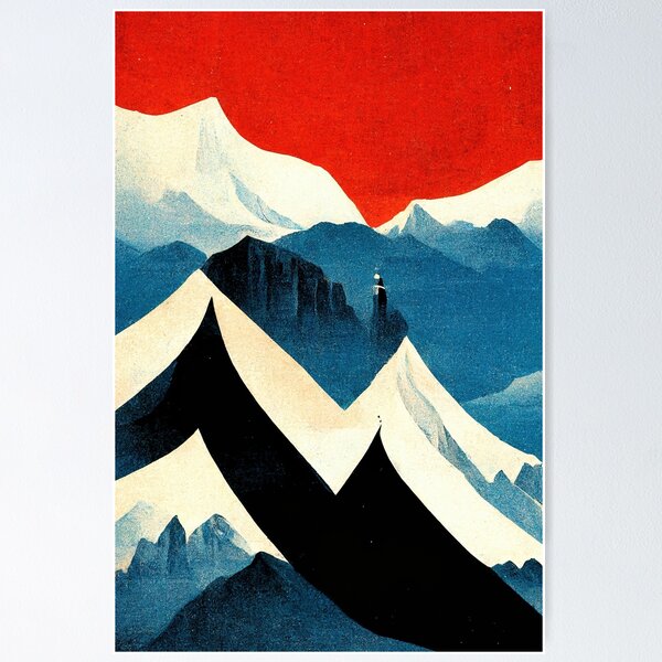 Item preview, Arduus - vintage graphic style mountain landscape designed and sold by NickMateo.