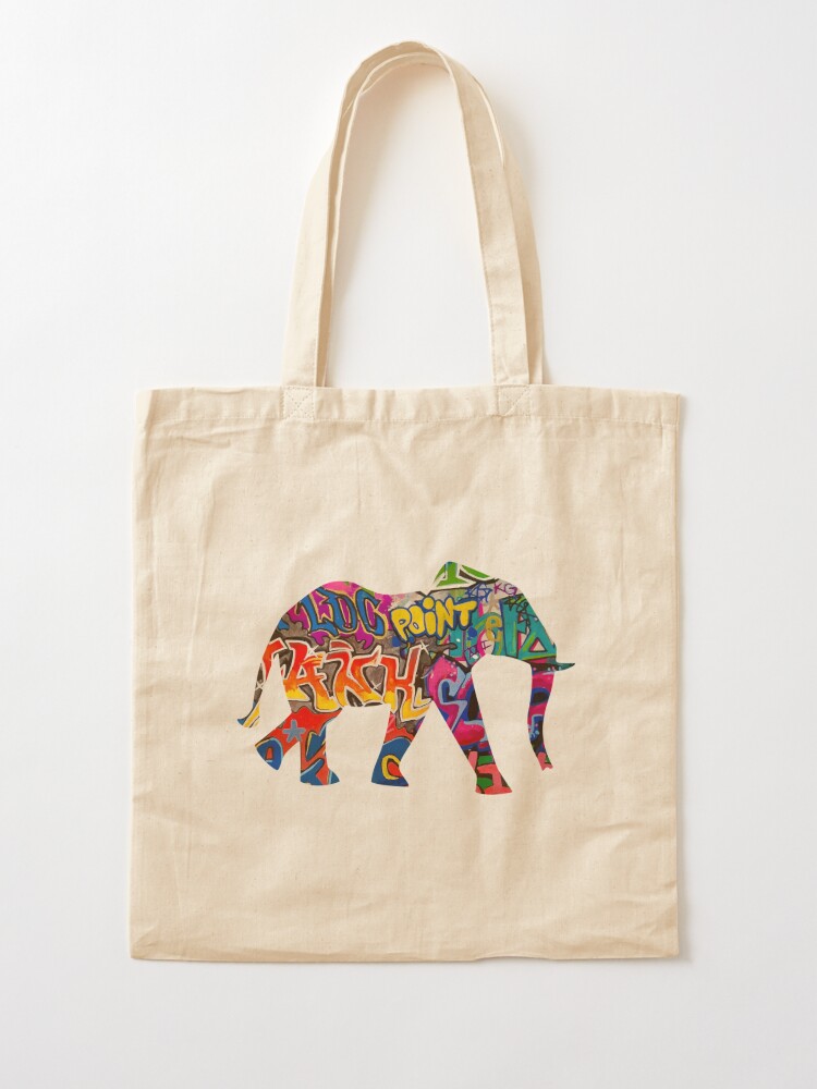 ELEPHANT SHOPPING BAG Elephant Tote Bag Hand Painted Bag 