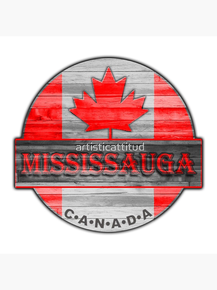 "Mississauga Canada red wood flag" Art Print by artisticattitud Redbubble