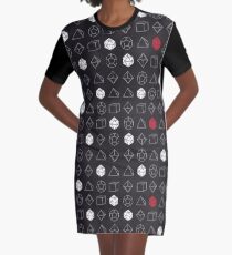 Dungeons and Dragons Dice Set D20 Pattern Graphic T-Shirt Dress