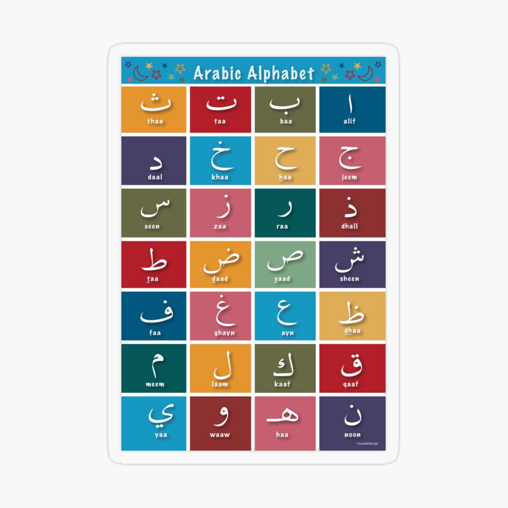 arabic alphabet chart for kids