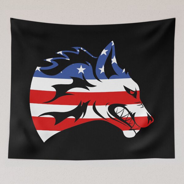 Item preview, Werewolf Move Forward US Flag American Wolf Don't Give Up Never Give Up designed and sold by BEAST NYC.