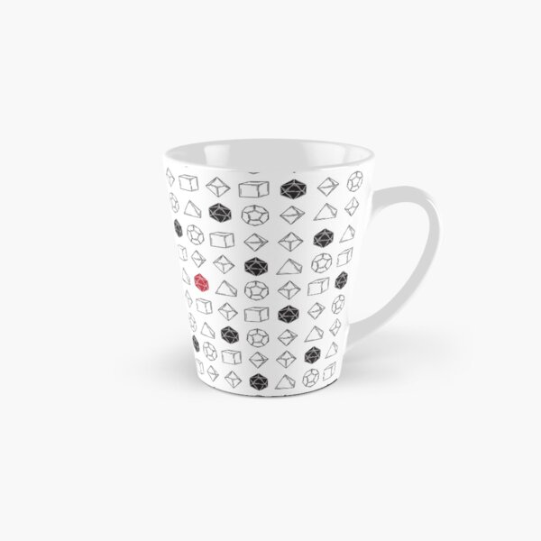 White Dungeons and Dragons Dice Set D20 Pattern Tall Mug
