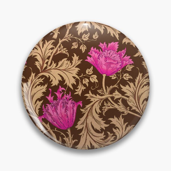 Item preview, William Morris Anemone, Brown and Fuchsia Pink designed and sold by Marymarice.