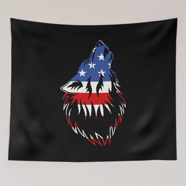 Item preview, Wolf Howling Howl US USA Flag America American United States of America designed and sold by BEAST NYC.
