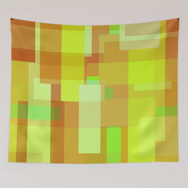 Item preview, Graphic rectangles squares pattern - green yellow orange brown designed and sold by Graphic-Color.