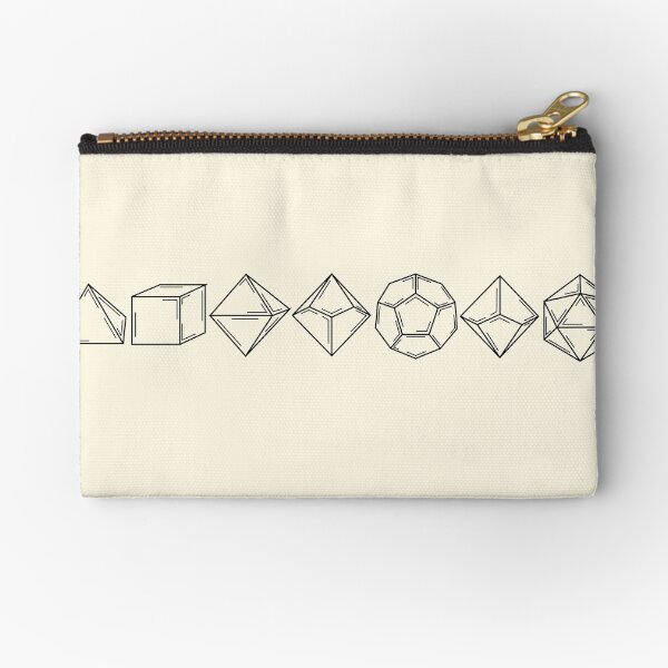 Minimal Dungeons and Dragons Dice Set D20 Zipper Pouch