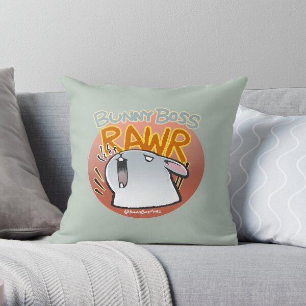 Bunny Boss Rawr Throw Pillow