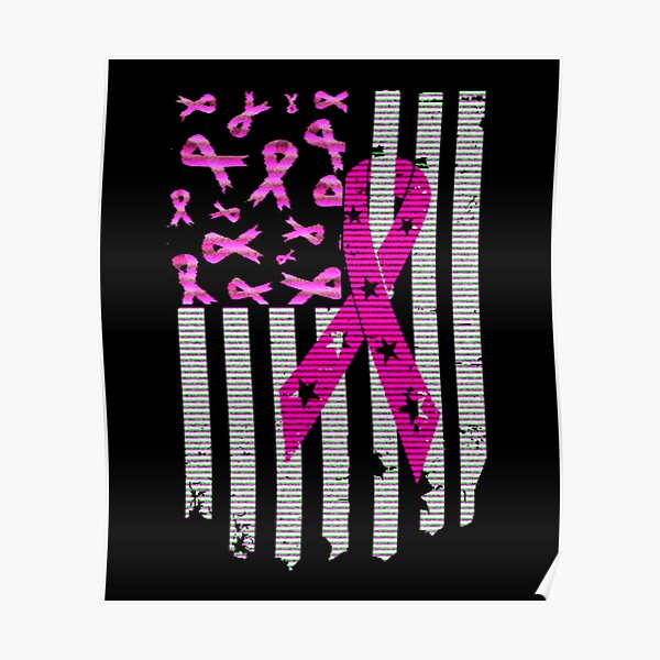 Custom 3D American Flag With Pink Ribbon Breast Cancer Awareness