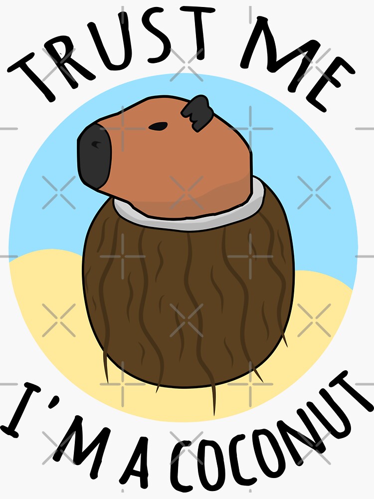"Trust me I'm a coconut capybara meme" Sticker for Sale by