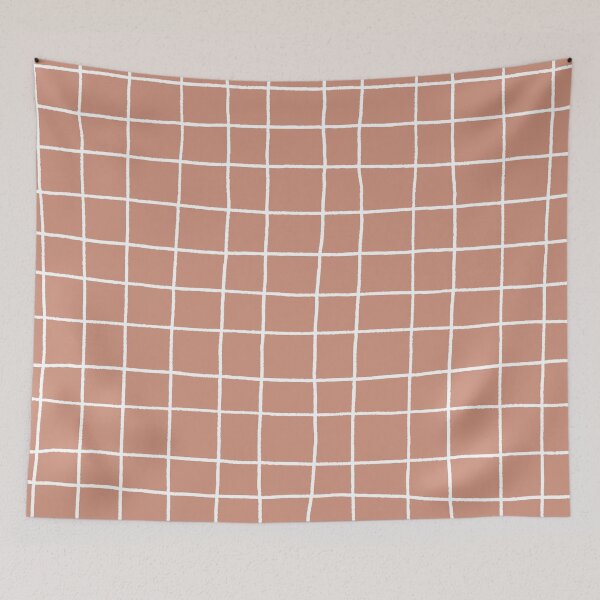 Artikelvorschau, Muted Coral White Thin Checkerboard Square Grid Pattern - BHG 2023 Color of the Year Canyon Ridge entworfen und verkauft von ColorOfTheYears.