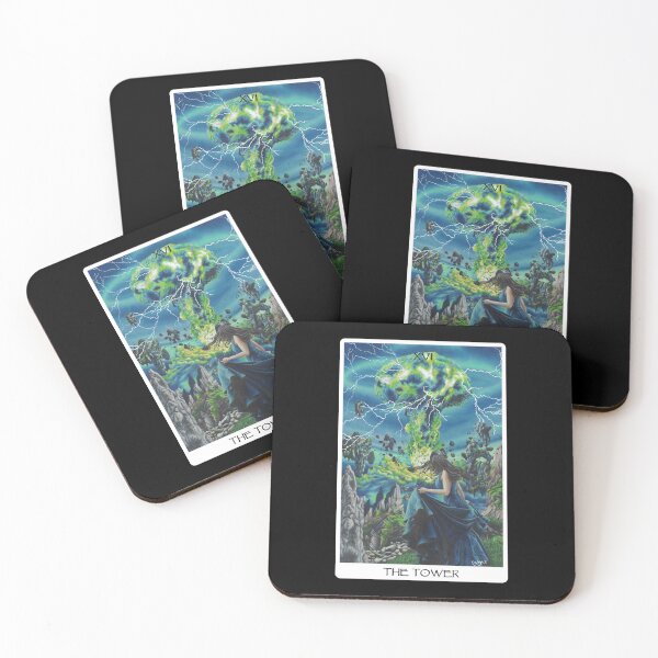 Item preview, The Tower Tarot Card - Black designed and sold by Artbykayleighb.