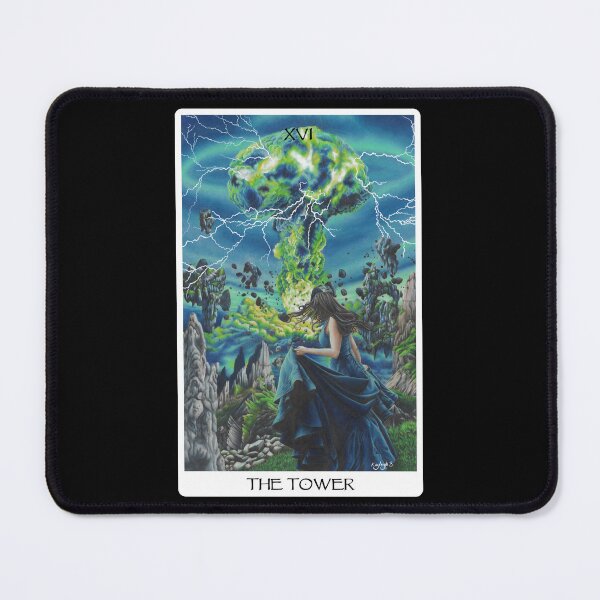 Item preview, The Tower Tarot Card - Black designed and sold by Artbykayleighb.