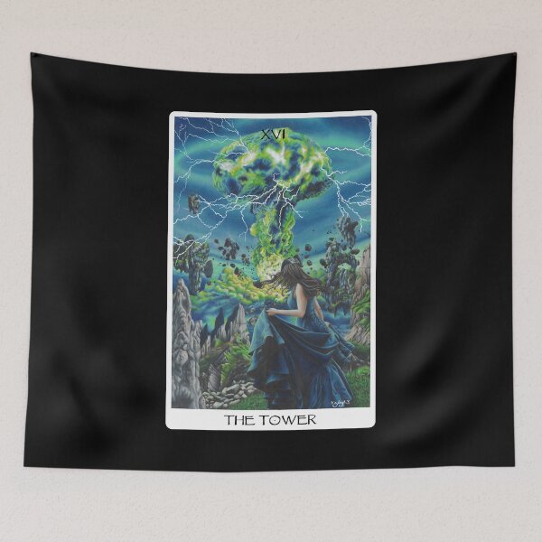 Item preview, The Tower Tarot Card - Black designed and sold by Artbykayleighb.