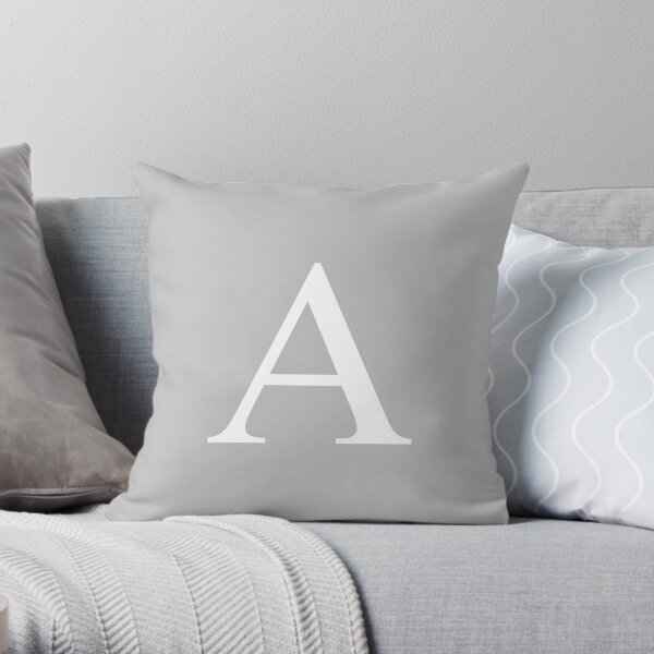 Silver Gray Basic Monogram A Throw Pillow