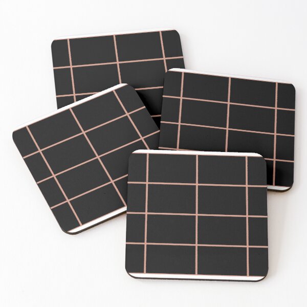 Item preview, Muted Coral Black Tile Grid Check Pattern Pairs BHG 2023 Color of the Year Canyon Ridge designed and sold by ColorOfTheYears.