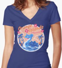 Orange Inseln Shirt mit V-Ausschnitt