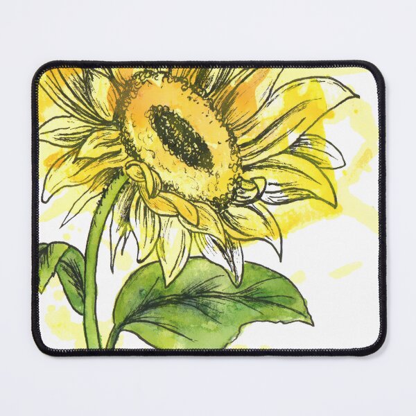 Aperçu de l'œuvre Aquarelle éclaboussée et tournesol à l'encre créée et vendue par InBloomInk.