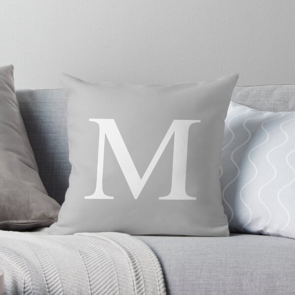 Silver Gray Basic Monogram M Throw Pillow