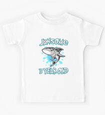 Awesome Shark Jawsome 3rd Birthday Funny 3 Yr Old Kids Tee