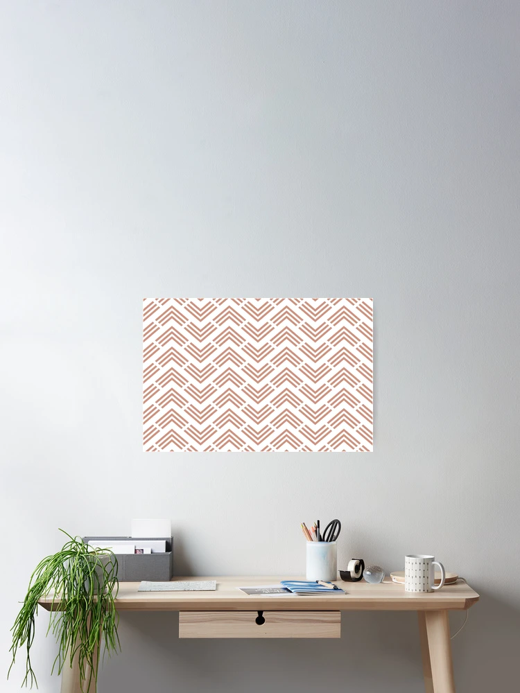 Aperçu 2 sur 3. Poster avec l'œuvre Muted Coral White Chevron Rhombus Pattern Pairs BHG 2023 Color of the Year Canyon Ridge créée et vendue par ColorOfTheYears.