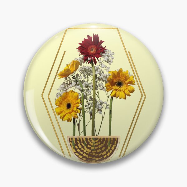 Item preview, YELLOW and RED MUMS with BABIES BREATH FLOWERS IN GOLD FRAME designed and sold by LanaDevon.