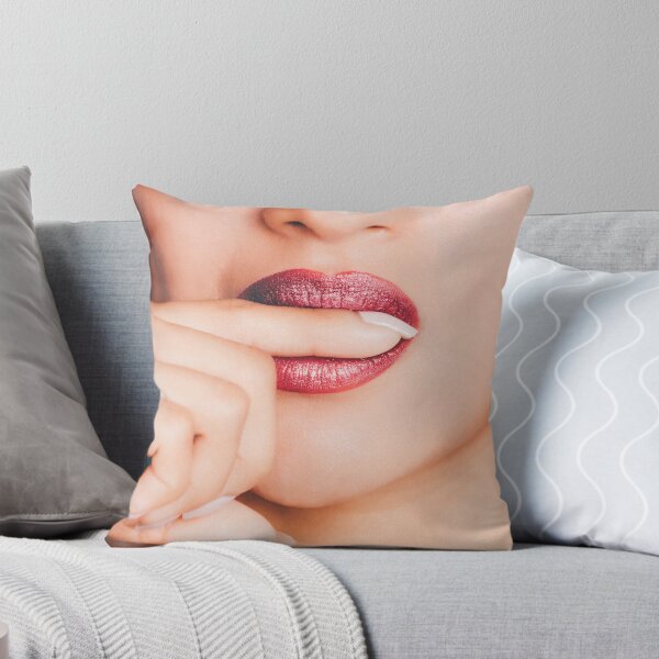 Item preview, Sensual Kinky Erotic Pillow Woman with Red Lips designed and sold by SensualArt Designs.