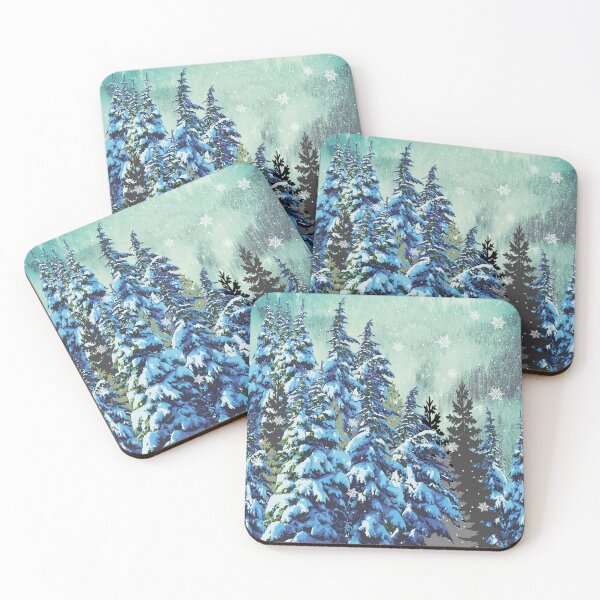 Item preview, Winter Solstice Snowflakes Pine Trees in Snow designed and sold by tamdevo1.