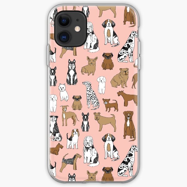 Dogs Dogs Dogs - Pink Background iPhone Soft Case