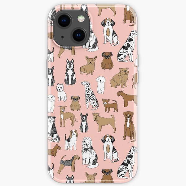 Dogs Dogs Dogs - Pink Background iPhone Soft Case