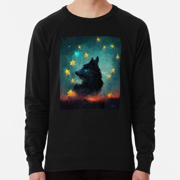Artikel-Vorschau von Schwarzer Wolf Sternenhimmel, Wolf heult den Mond an, designt und verkauft von hassendz.