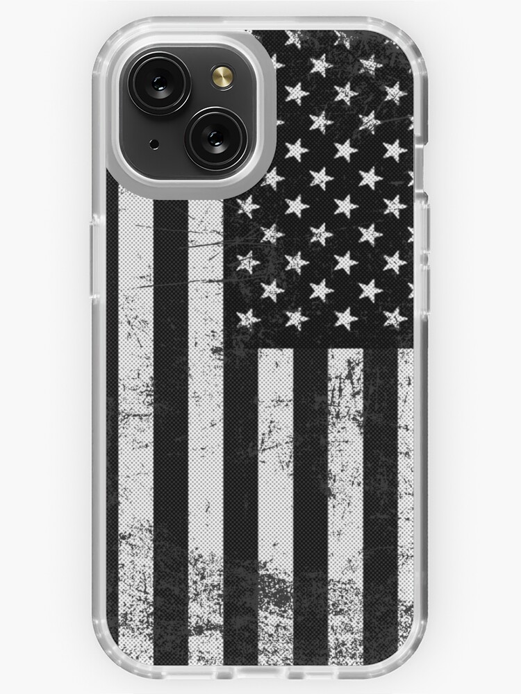 Black and white American flag