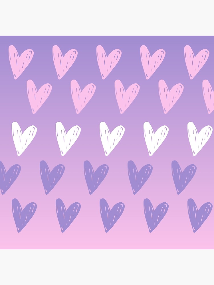 "Gradient purple pink and white hearts covers" Poster for Sale by