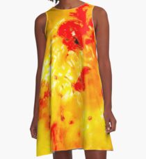 Hibiscus Impressionist Series - Orange A-Line Dress