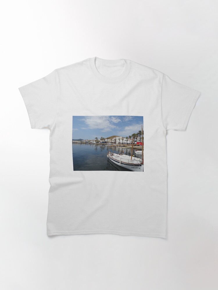 Alternate view of Fishing boat at Fornells, Minorca, Spain Classic T-Shirt