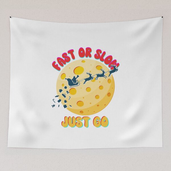 Item preview,  Fast Or Slow Just Go - Santa In sleigh flying Over The Moon designed and sold by ImagesDesigns.