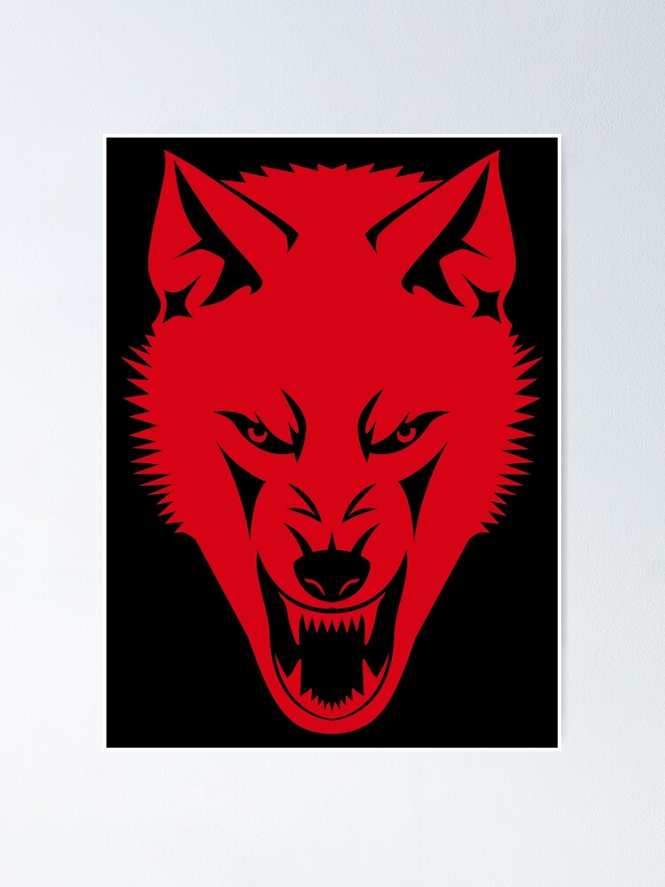 "Scary Horror Red Wolf Werewolf Face Wolf Brave Beast Wolfman" Poster ...