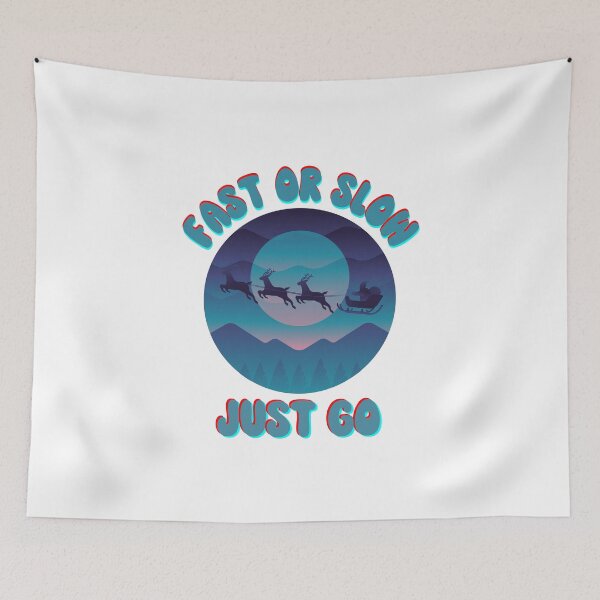 Item preview, Fast Or Slow Just Go - Santa In sleigh flying Over The Moon designed and sold by ImagesDesigns.