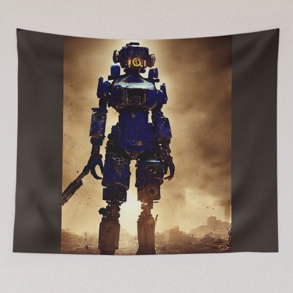 Item preview, Futuristic Glorious Cyber Warrior fighting for Freedom in Ruins of Moscow designed and sold by Stanley de Wekker.