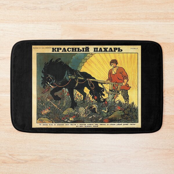 Item preview, vintage soviet propaganda poster russian farmer with his horse studio grafiikka designed and sold by aggrehhewotl.