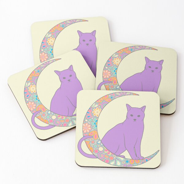 Item preview, Artistic Cat with floral Crescent Moon designed and sold by Alondra.