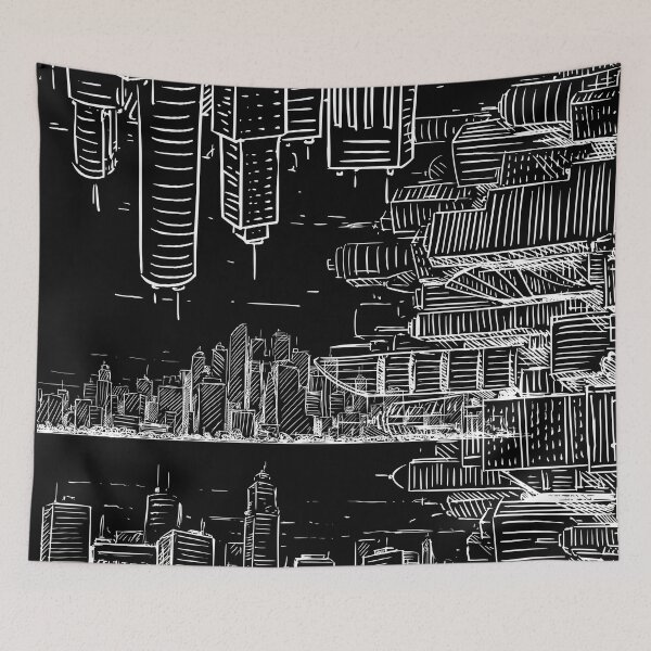 Item preview, Trippy Urban Landscape - Asymmetrical Abstract White Design - Choose your own color! designed and sold by MrGiftee.