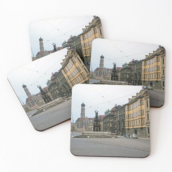 Item preview, 1950s - Maximilianstrasse in Augsburg with the Hercules Fountain. The tower of the Church St. Ulrich in the Background, Germany designed and sold by thatwaslife.